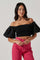 Sticky add to cart - Carminia Sweater Knit Off Shoulder Puff Sleeve Top