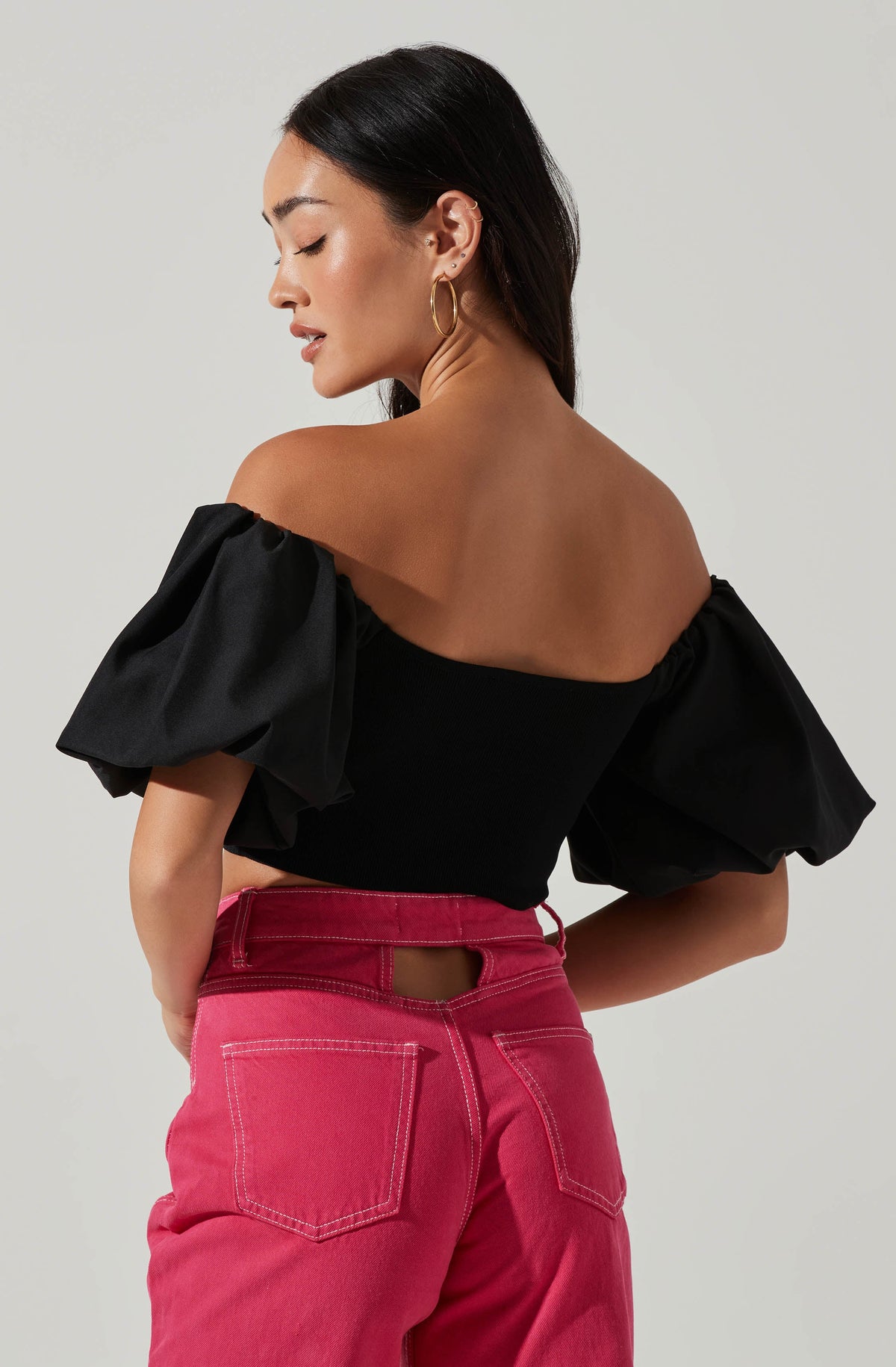 Carminia Sweater Knit Off Shoulder Puff Sleeve Top – ASTR The Label