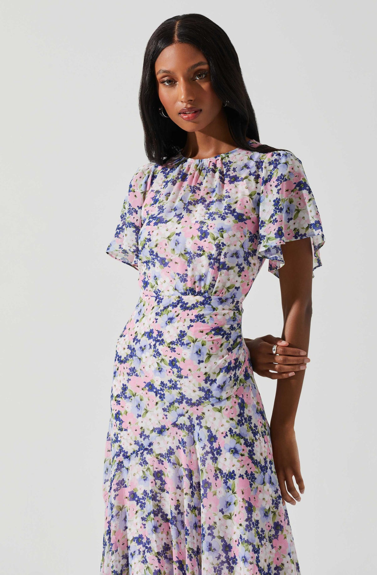 Flutter Sleeve Asymmetrical Floral Maxi Dress – ASTR The Label