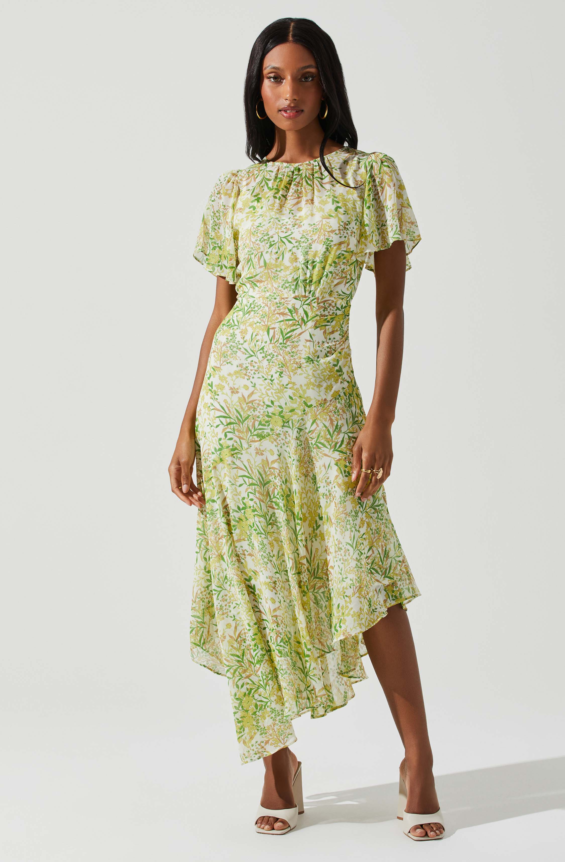 Flutter Sleeve Asymmetrical Floral Maxi Dress – ASTR The Label