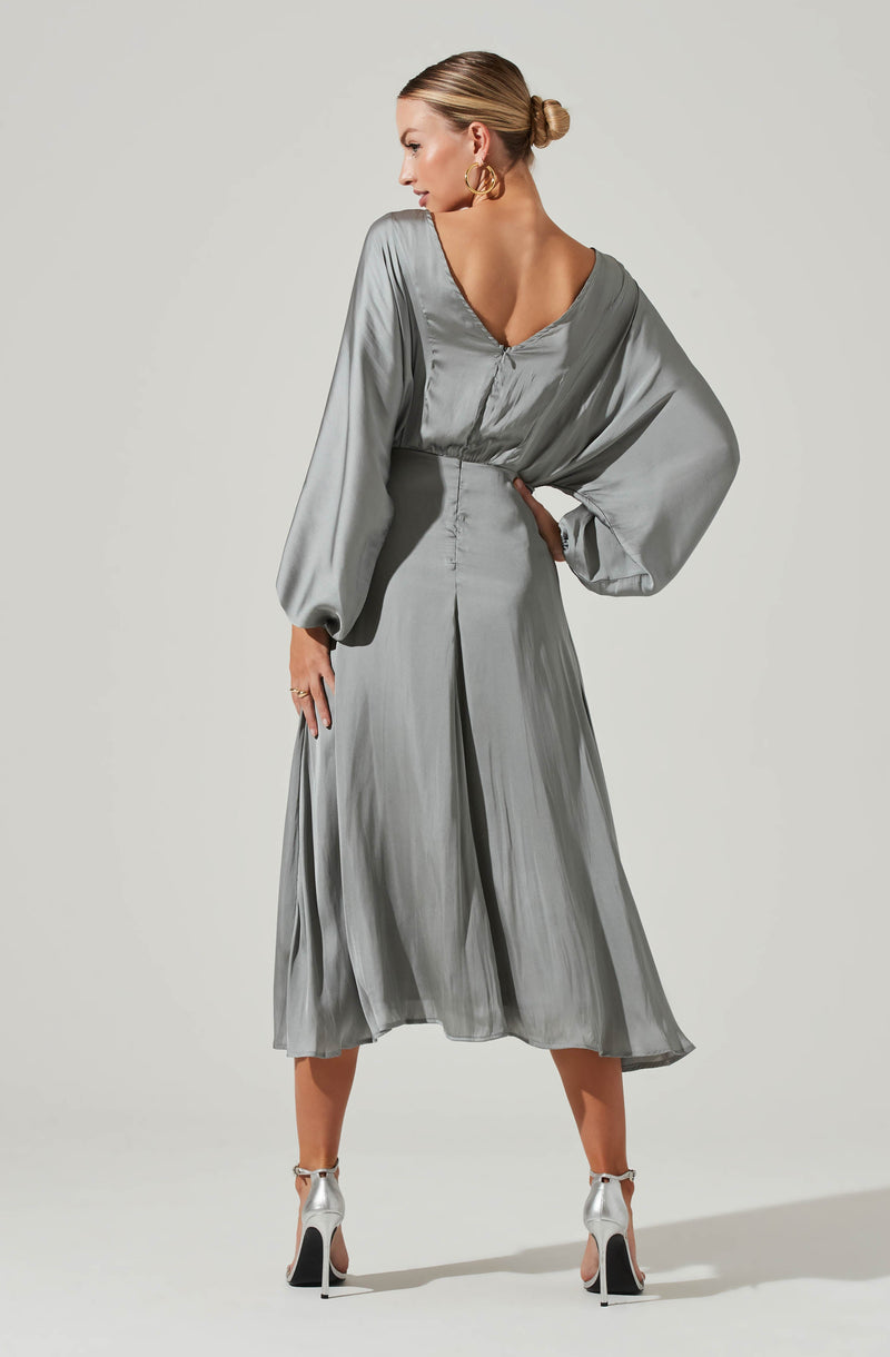 Grey Crewneck Flare Dress - This punk-inspired dress is a bold style statement. It showcases a round neckline.