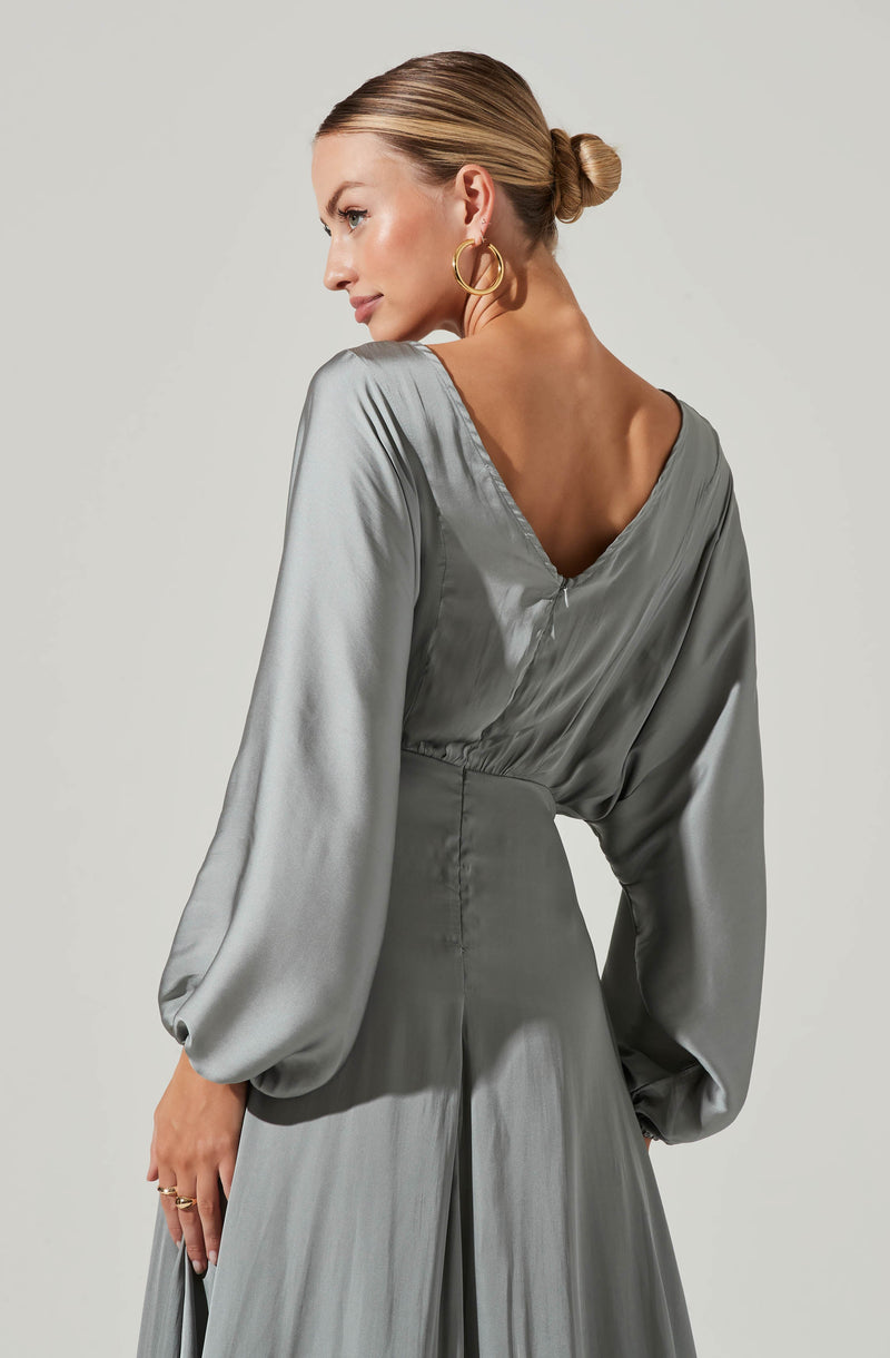 Grey Crewneck Flare Dress - This punk-inspired dress is a bold style statement. It showcases a round neckline.