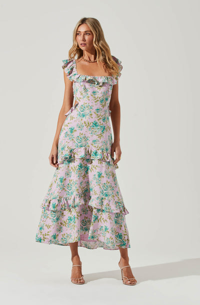 Lysette Floral Ruffle Cutout Maxi Dress