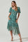 Floral Short Sleeve Asymmetrical Hem Midi Dress