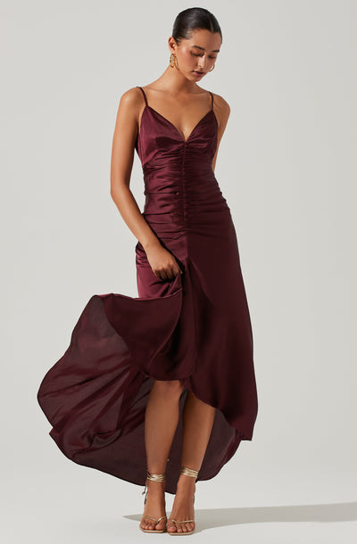 Wine colour maxi dress top