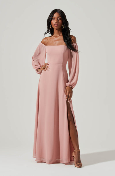 Lucinda Square Neck Long Sleeve Maxi Dress