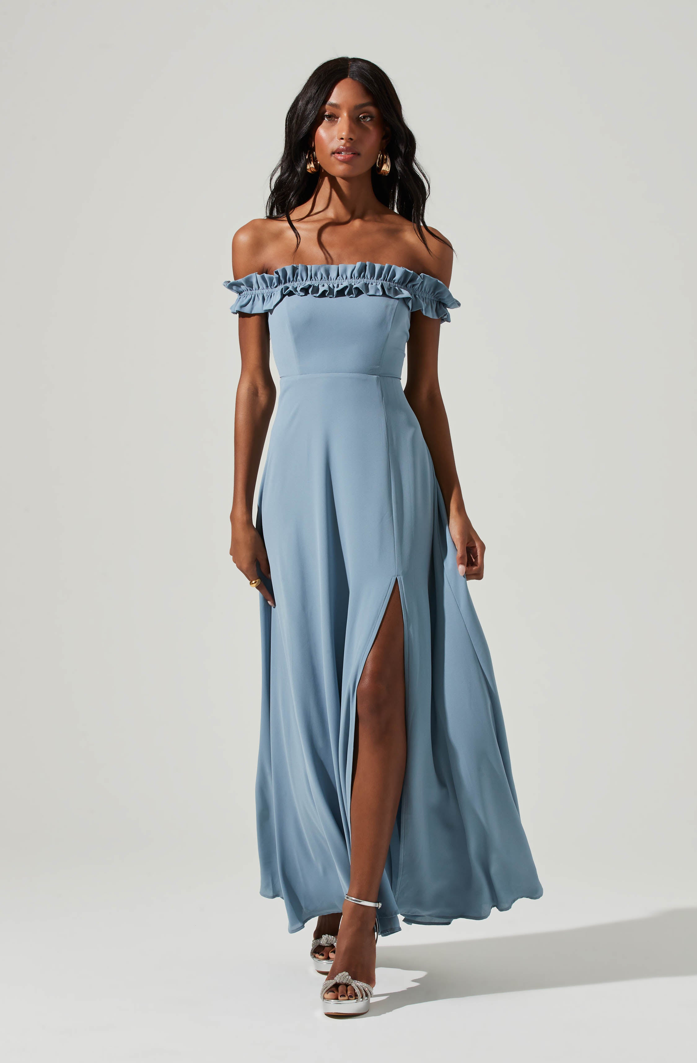 Venetia Off Shoulder Ruffle Trim Maxi Dress – ASTR The Label