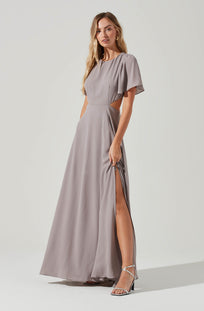 Katrina Flutter Sleeve Back Cutout Maxi Dress - ASTR the Label