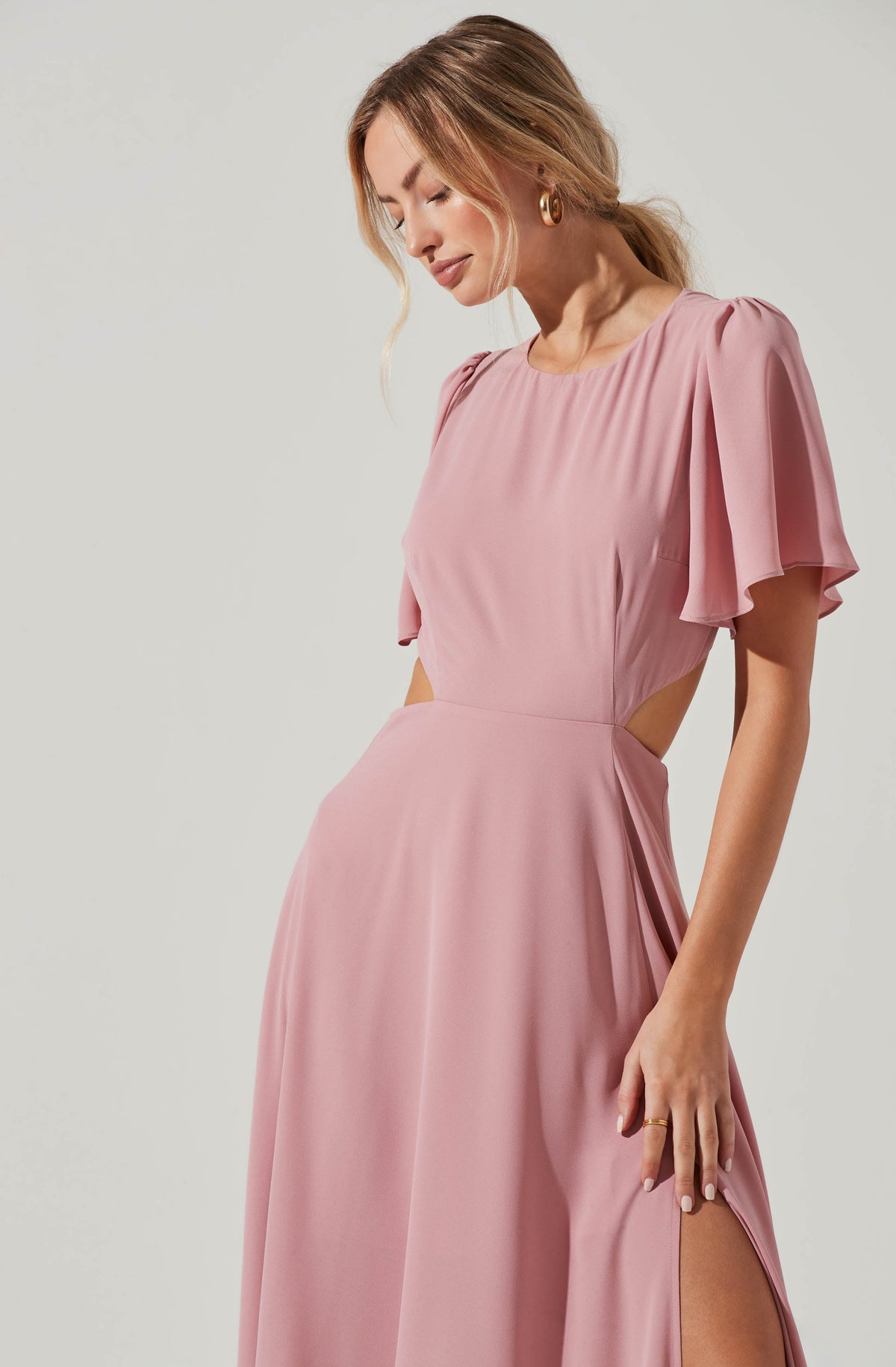 Katrina Flutter Sleeve Back Cutout Maxi Dress ASTR The Label