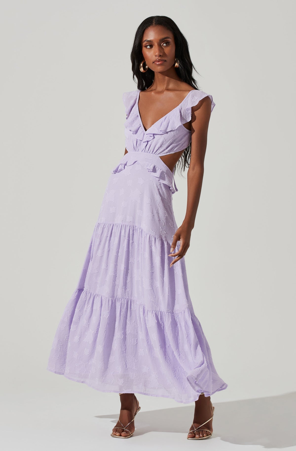 Cut Out Flutter Maxi Dress