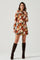 Retro Abstract Print Long Sleeve Mini Dress