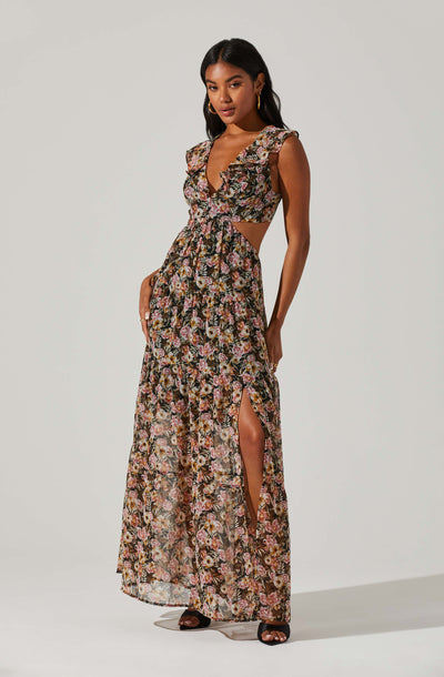 Floral Ruffle Cutout Maxi Dress – ASTR The Label