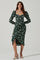 Floral Long Sleeve Milkmaid Satin Midi Dress