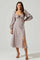 Floral Long Sleeve Back Cut Out Midi Dress