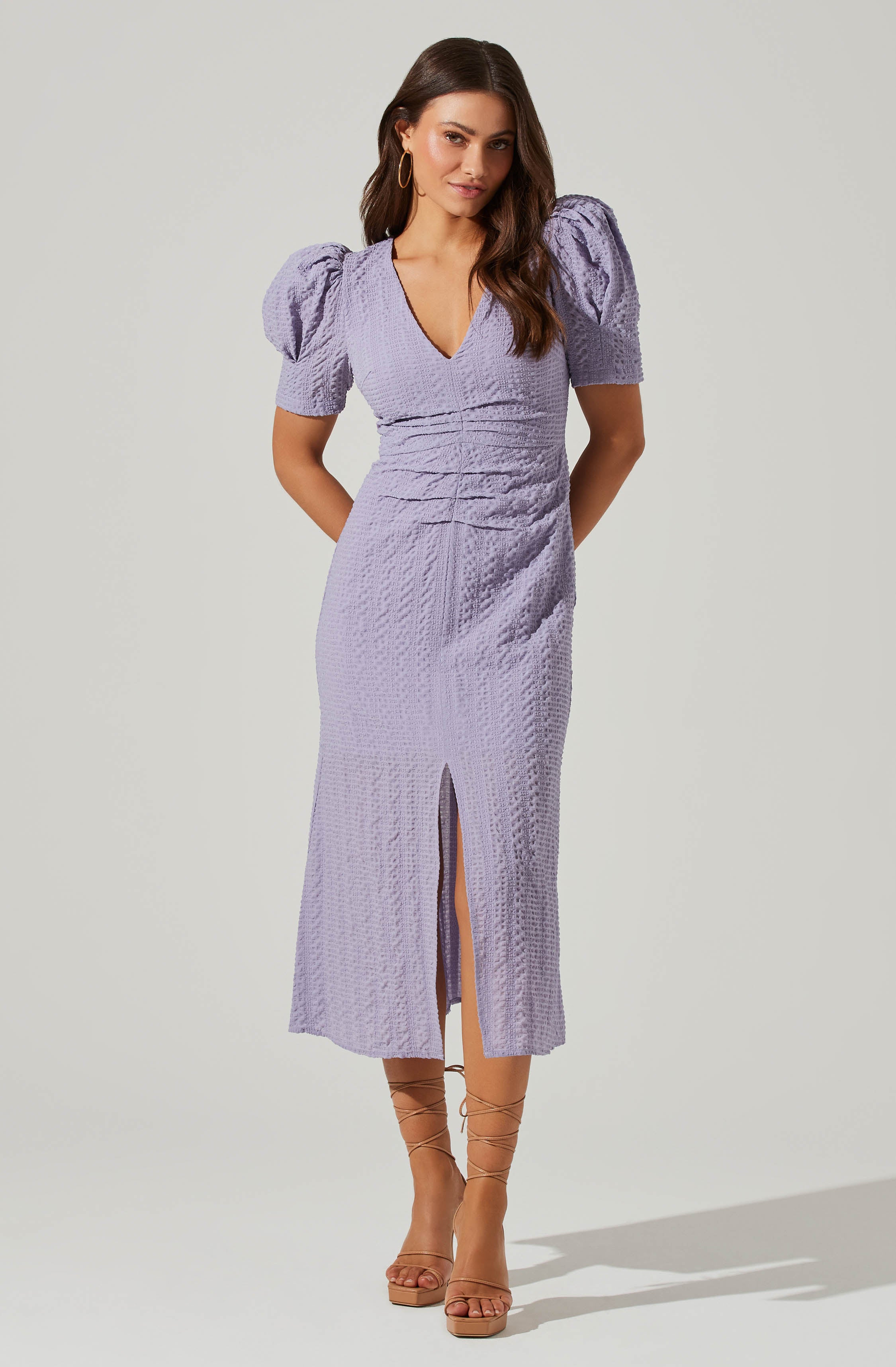 Sleeve – Label Puff Midi Dress The ASTR V Front
