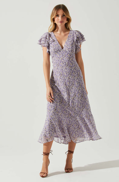 Celestine Floral Ruffle Midi Dress ASTR the Label