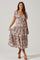 Floral Cinched Bust Cutout Center Midi Dress