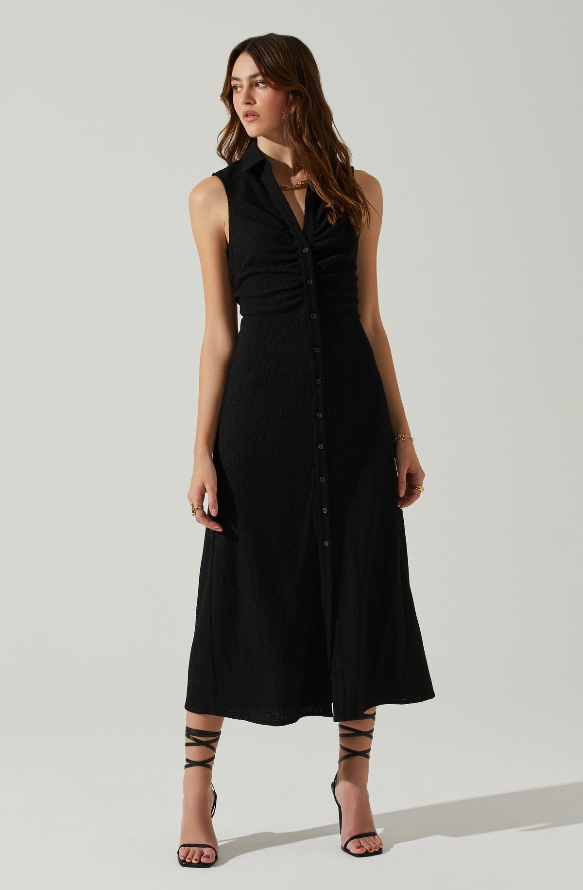 Buy Mini & Ming Women's Navy Rose Printed Shirt Collar Sleeveless Midi Dress(X-Small)  at Amazon.in