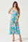 Satin Front Tie Wrap Floral Midi Dress