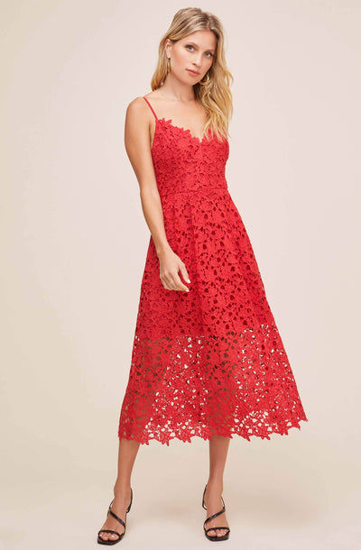 Lace A Line Midi Dress