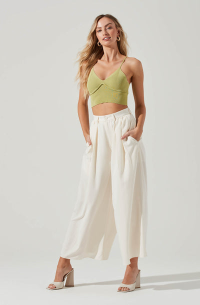 Pleated Front Wide Leg Trouser