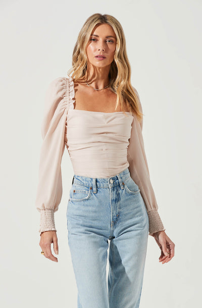 Puff Sleeve Square Neck Top