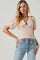 Short Bubble Sleeve Tie Back Top