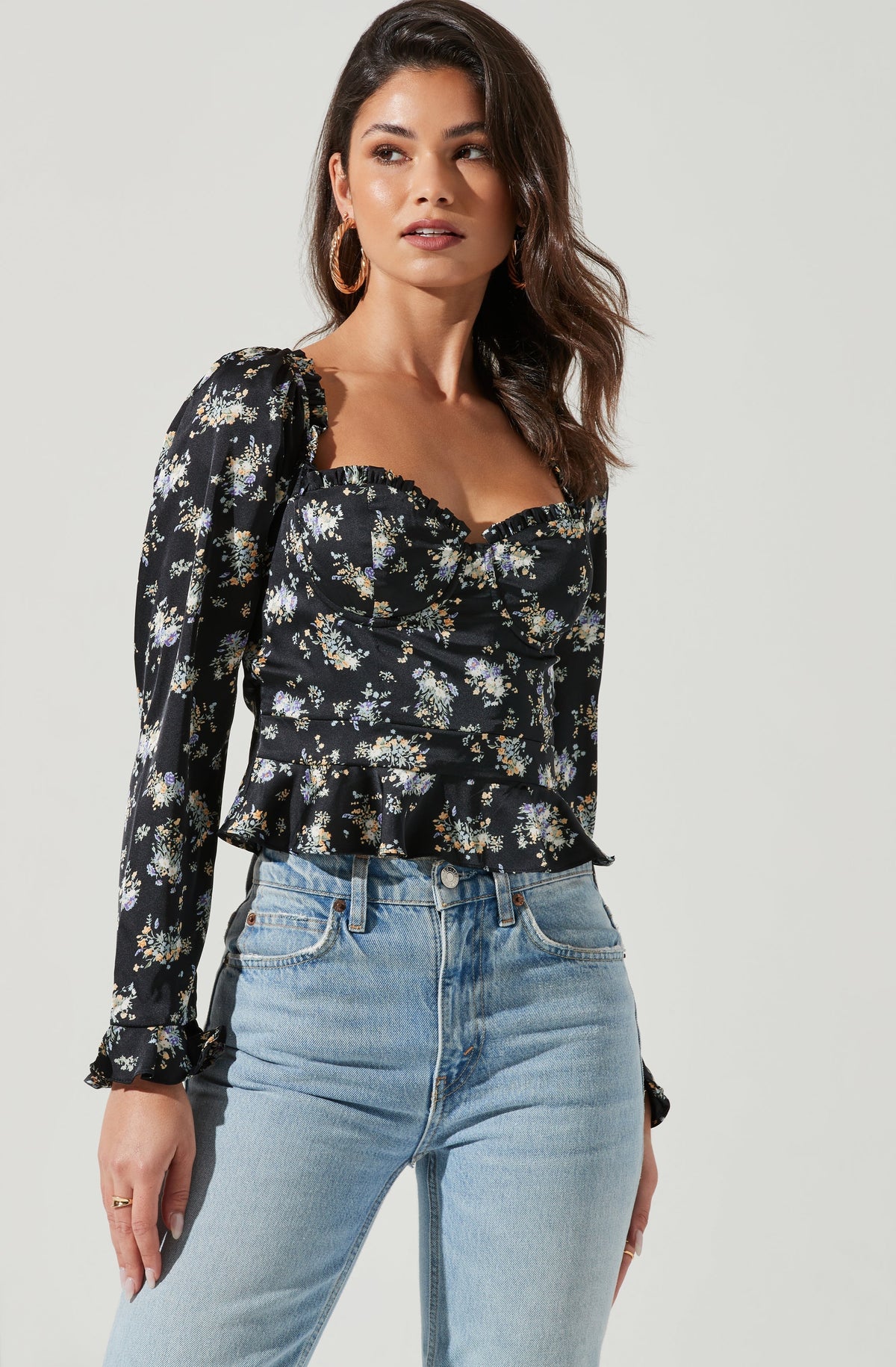 black floral long sleeve top