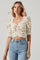 Printed Floral Linen Cinched Top