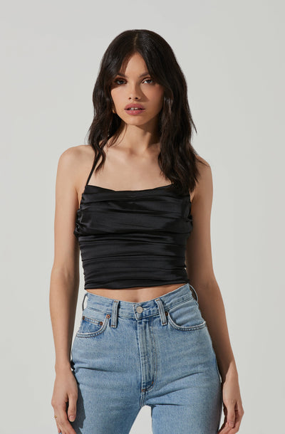 Ruched Cowl Satin Cami