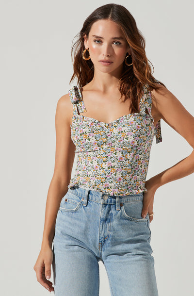 Tie Strap Floral Cami