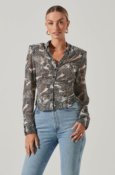 Ruched Button Up Top