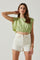 Cropped Plisse Balloon Hem Top