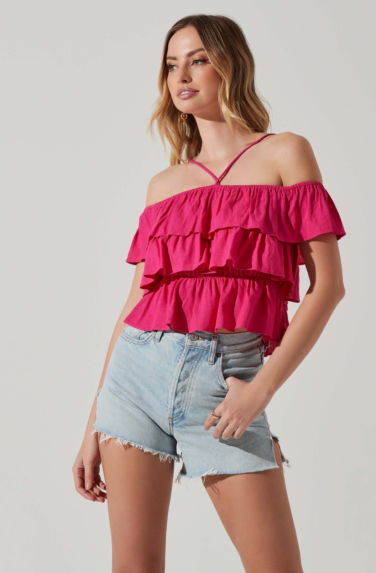 AISTE HONG RUFFLE TIE-NECK TOP main image 0