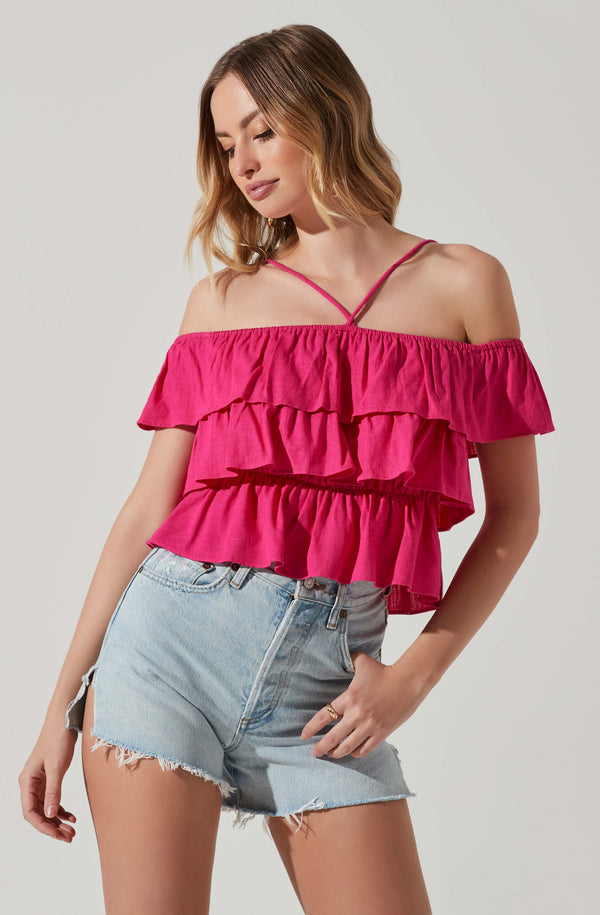 Halter Tiered Ruffle Top - ASTR the Label